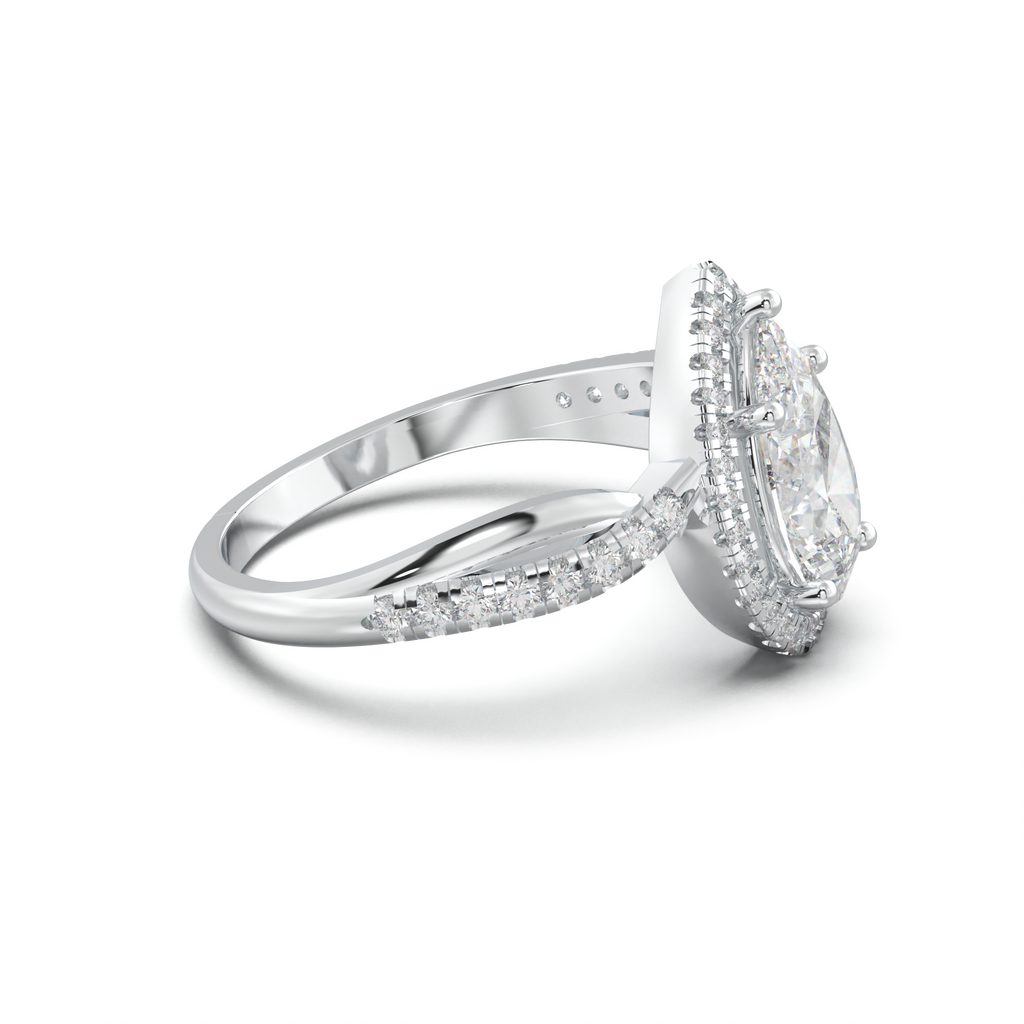 Pear Halo Twisted Pavé Engagement Ring