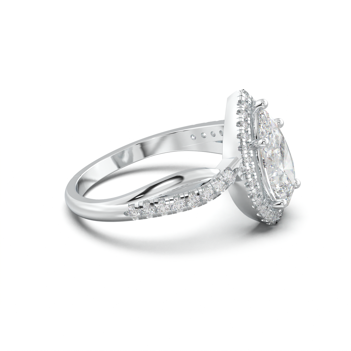 Pear Halo Twisted Pavé Engagement Ring