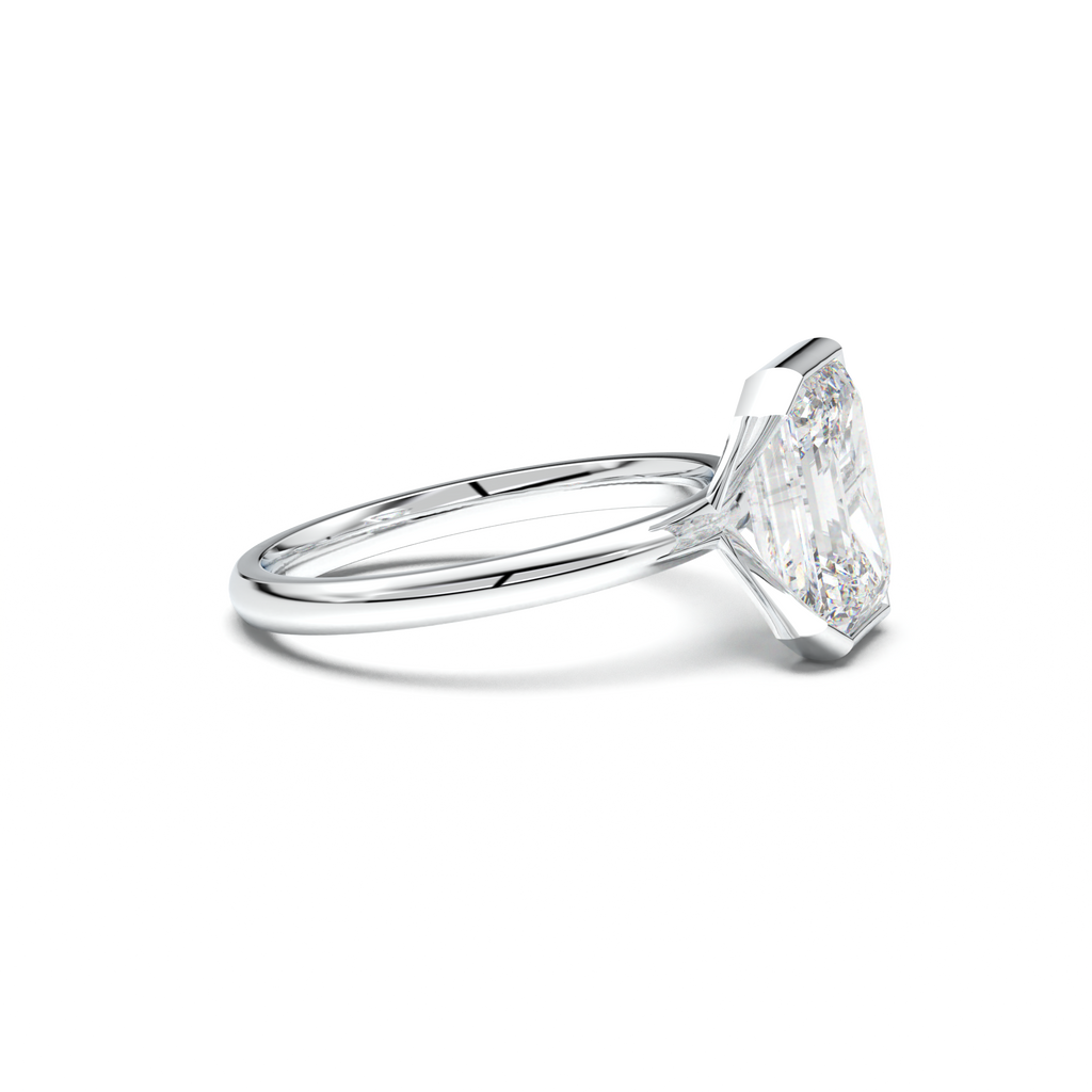 Emerald Cut Half-Bezel Engagement Ring