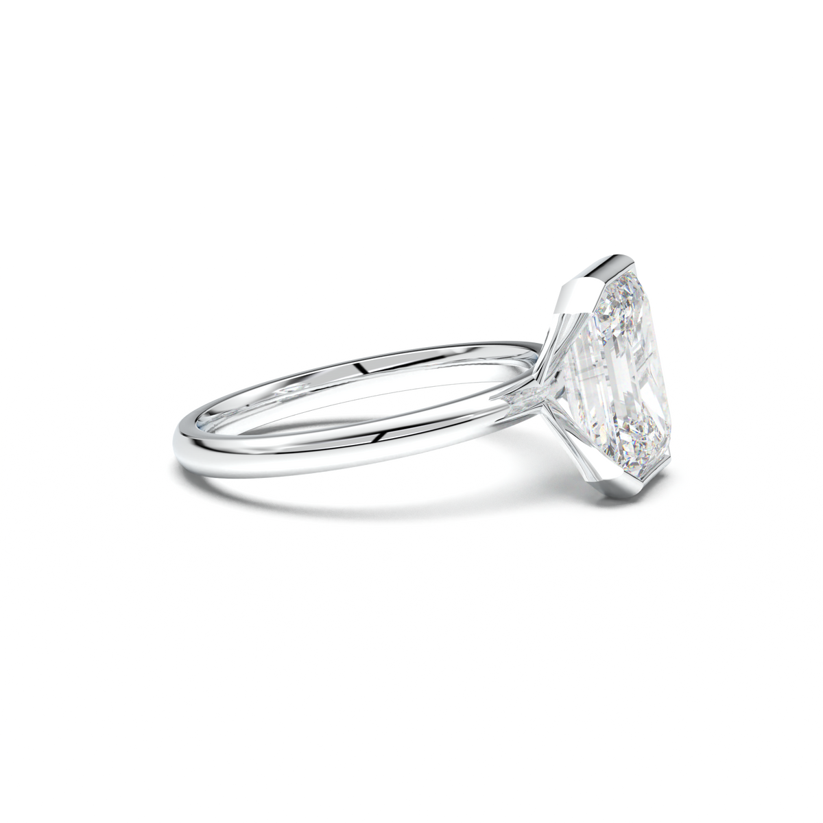 Emerald Cut Half-Bezel Engagement Ring