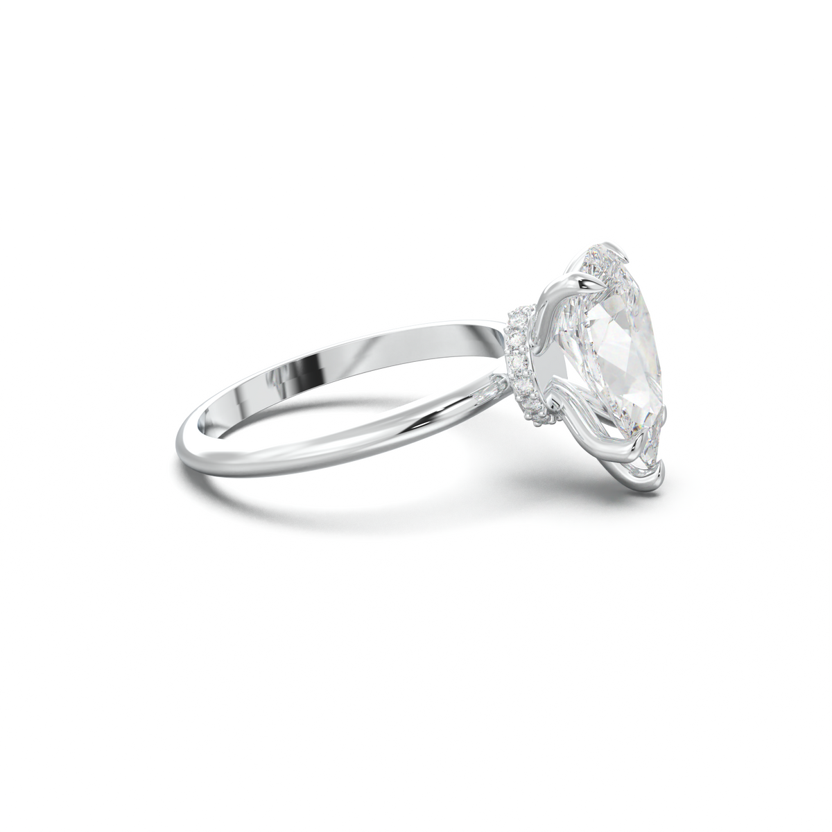Pear Hidden Halo Engagement Ring