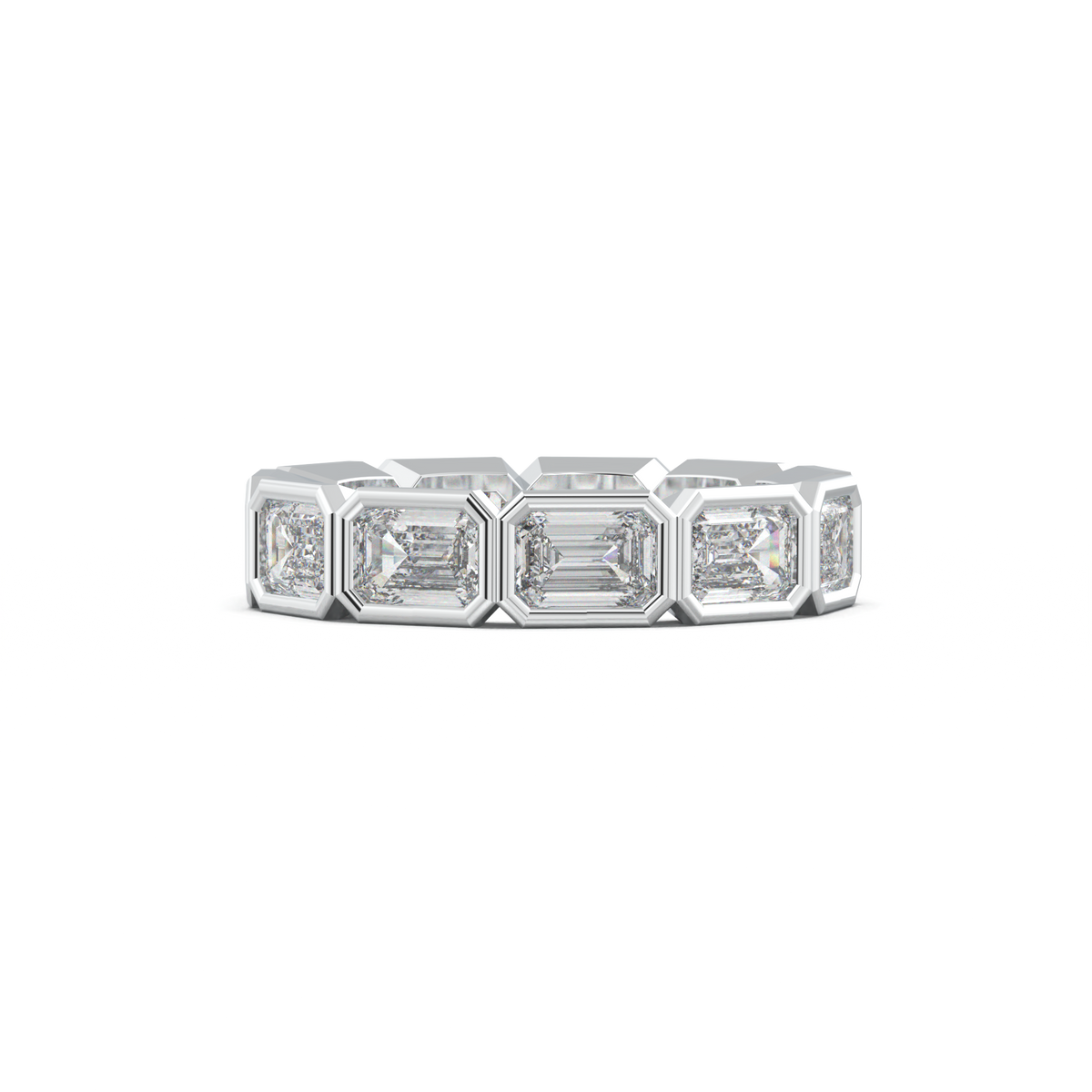 Emerald-Cut Bezel-Style Eternity Wedding Band