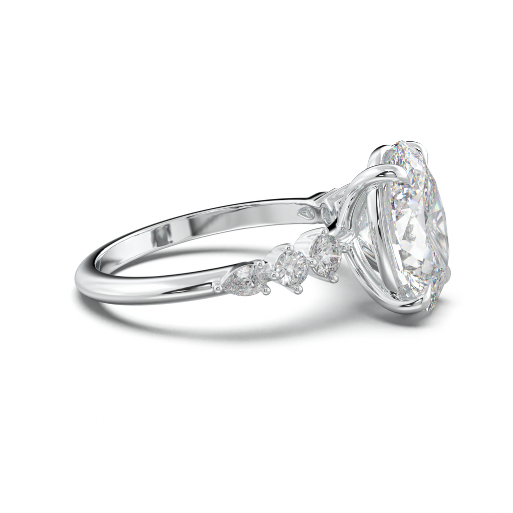 Oval Pear-Accent Engagement Ring