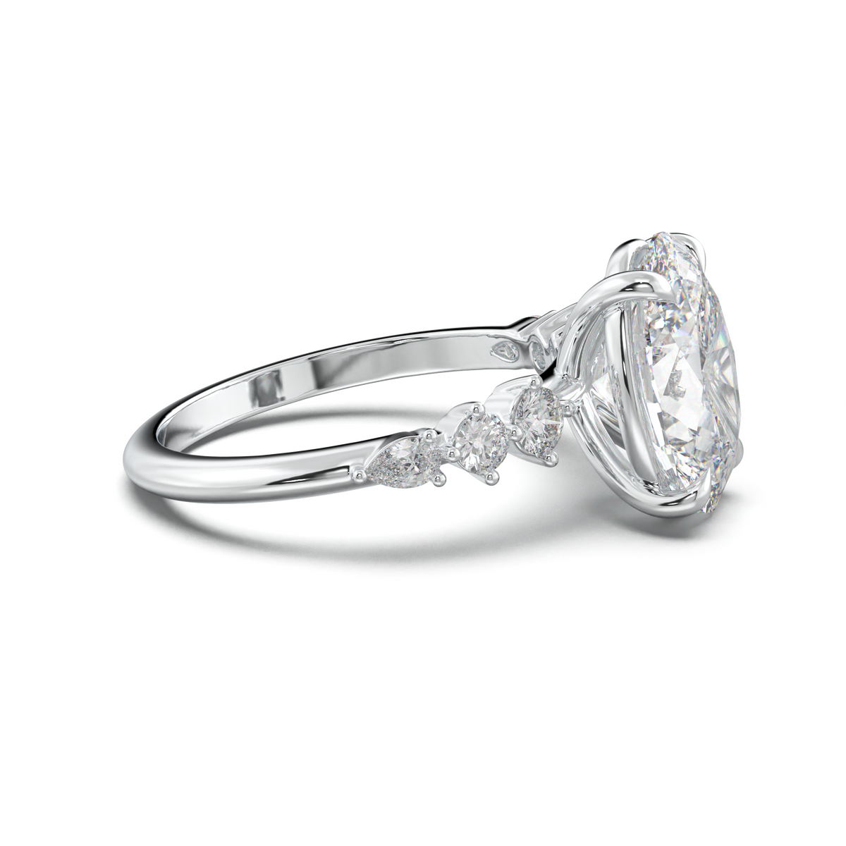 Oval Pear-Accent Engagement Ring
