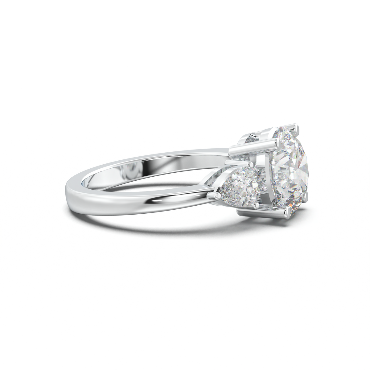 Round Pear Three-Stone Engagement Ring