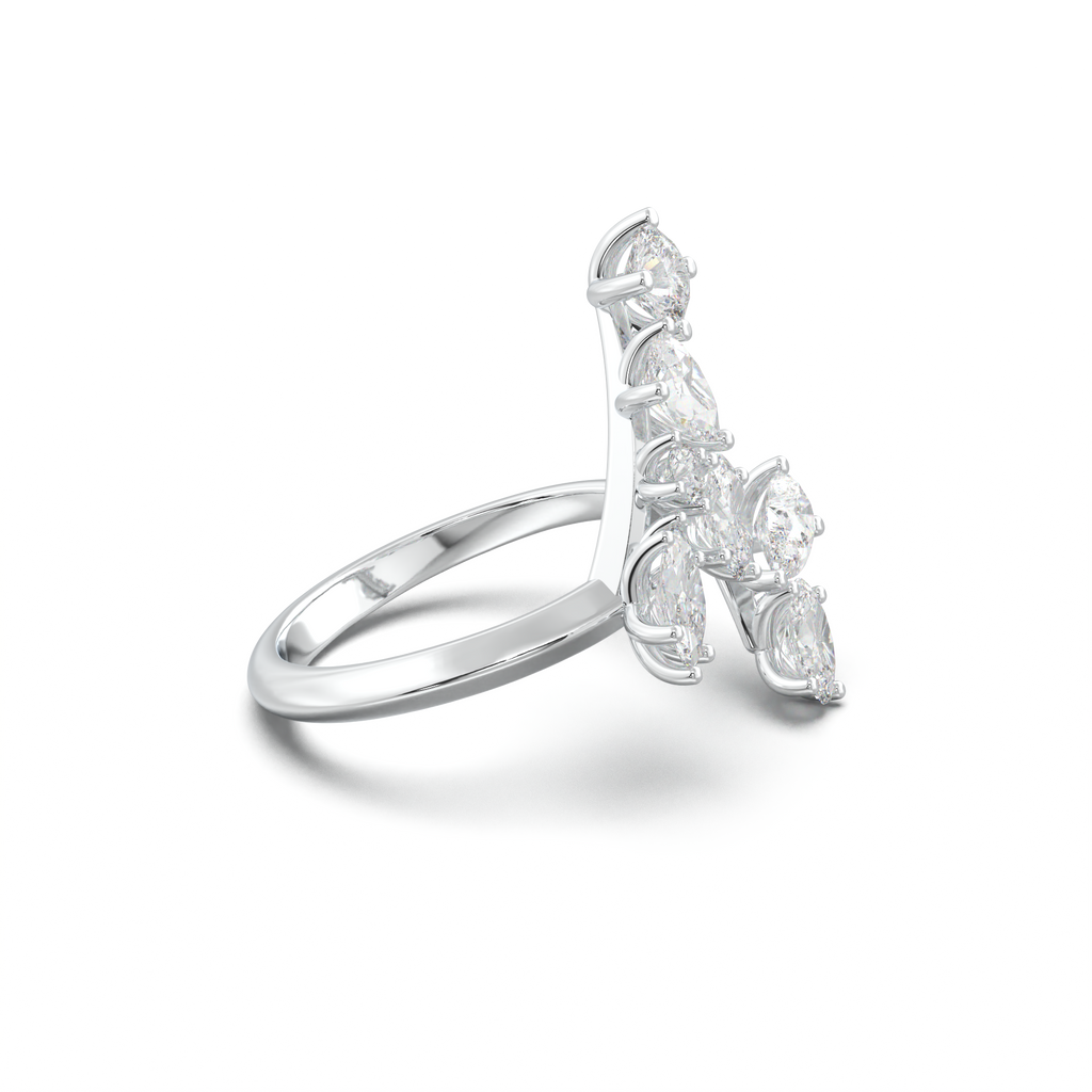 Asymmetric Mixed-Shape Diamond & Peridot Ring