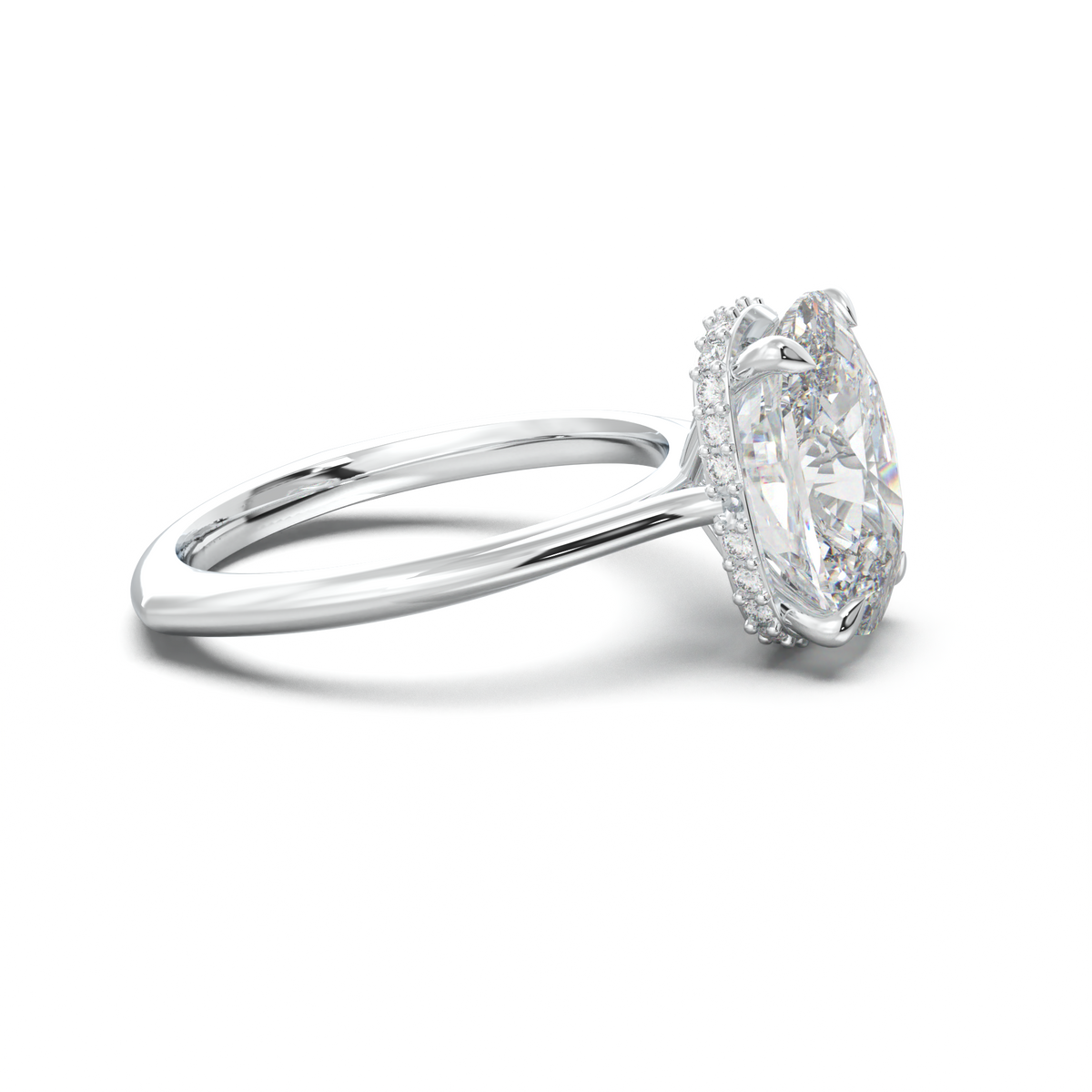 Cushion Hidden Halo Engagement Ring