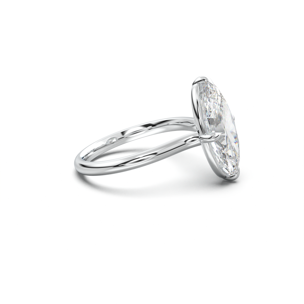 Elongated Moval Solitaire Engagement Ring