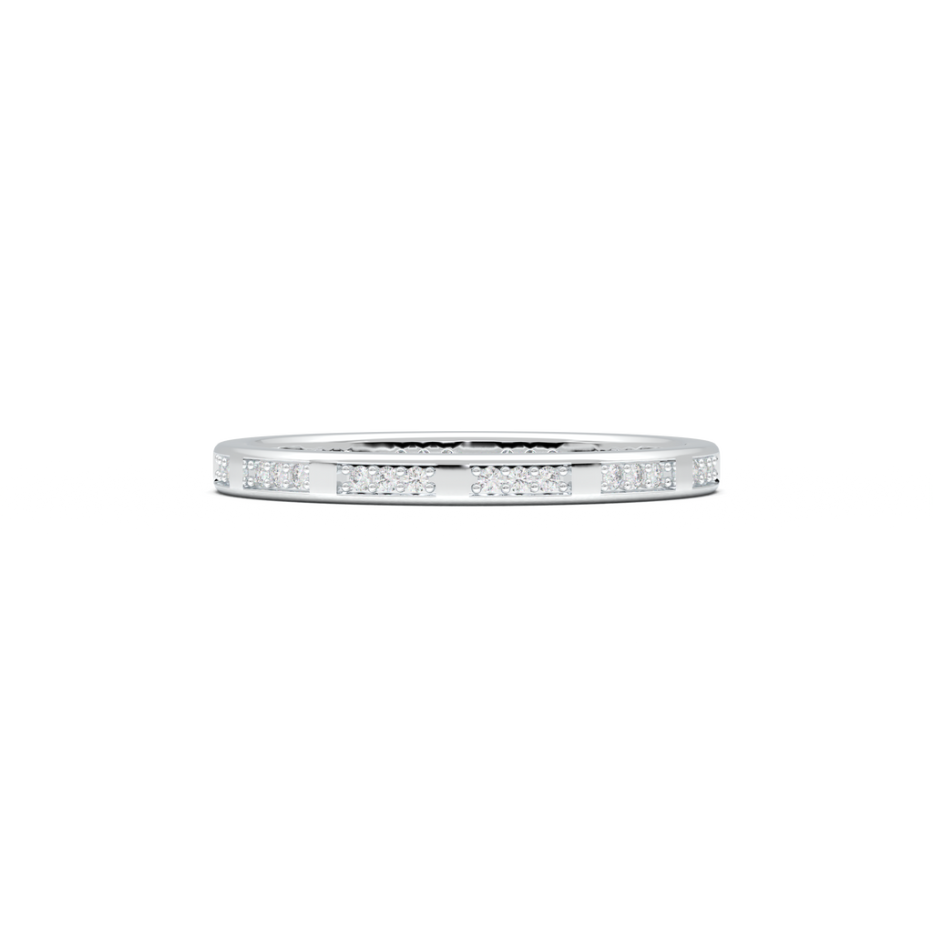 Geometric Round Diamond Wedding Band