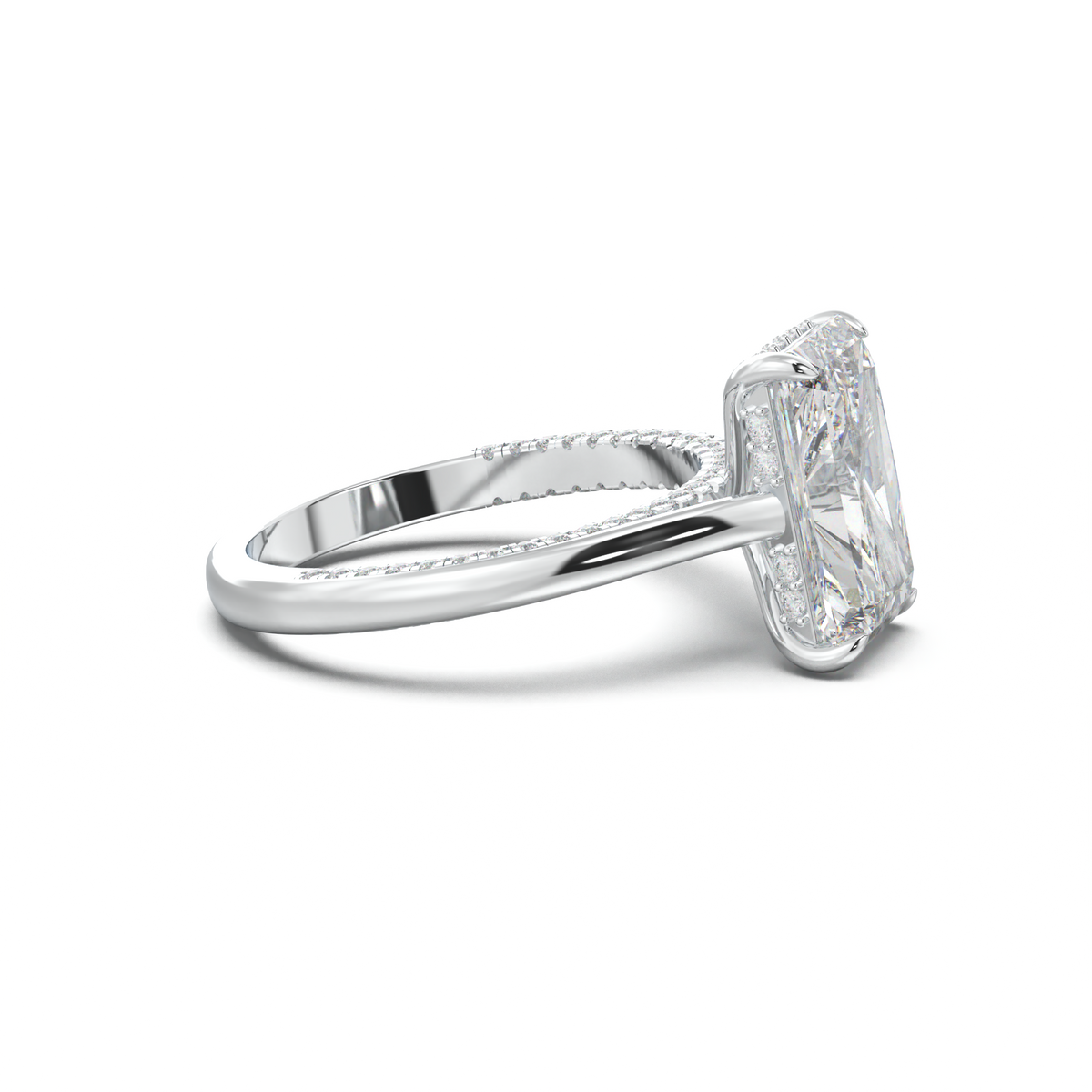 Radiant Pavé Hidden Halo Engagement Ring