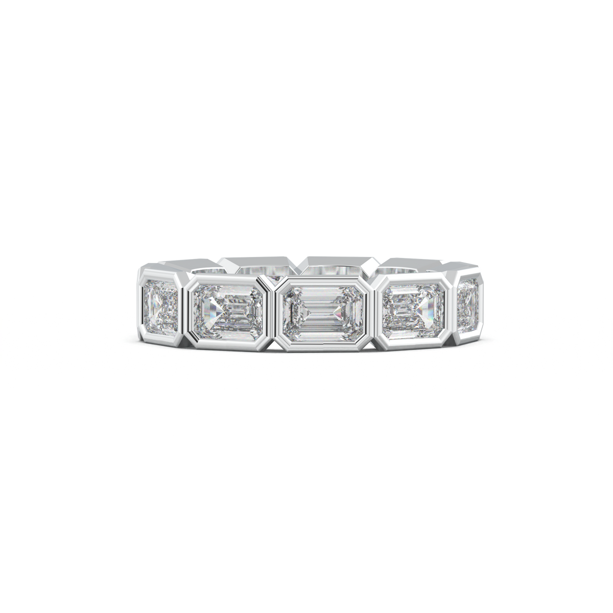 Emerald-Cut Bezel-Style Eternity Wedding Band