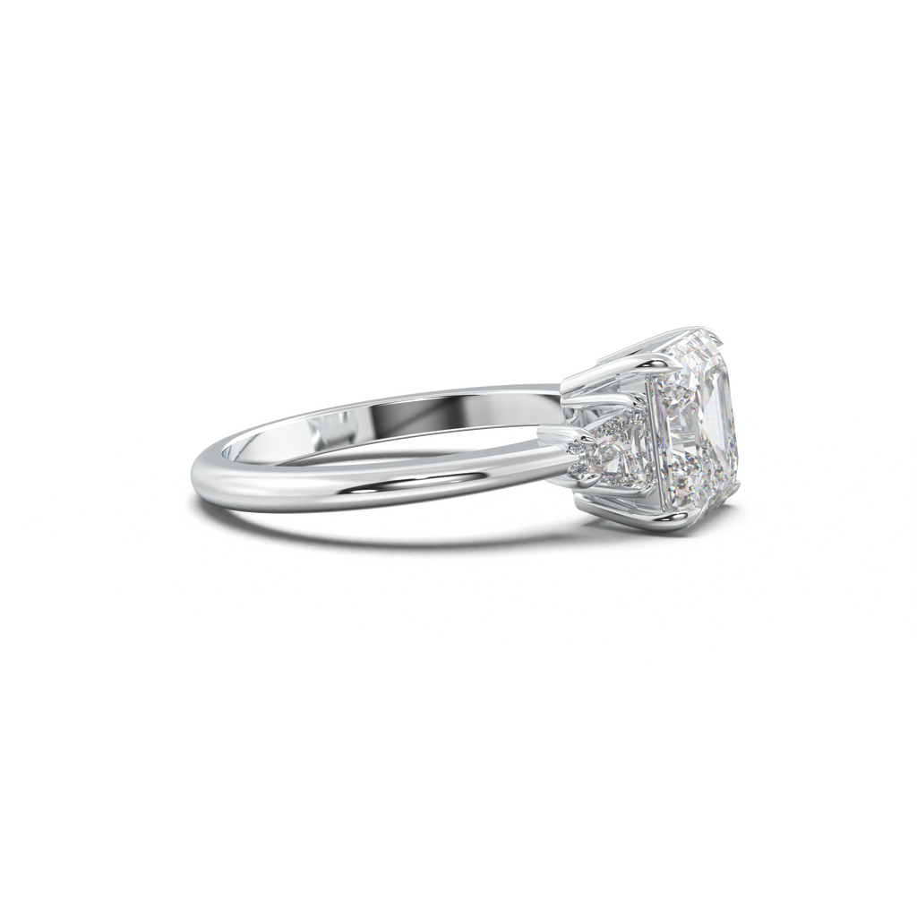 Asscher Baguette Three-Stone Engagement Ring