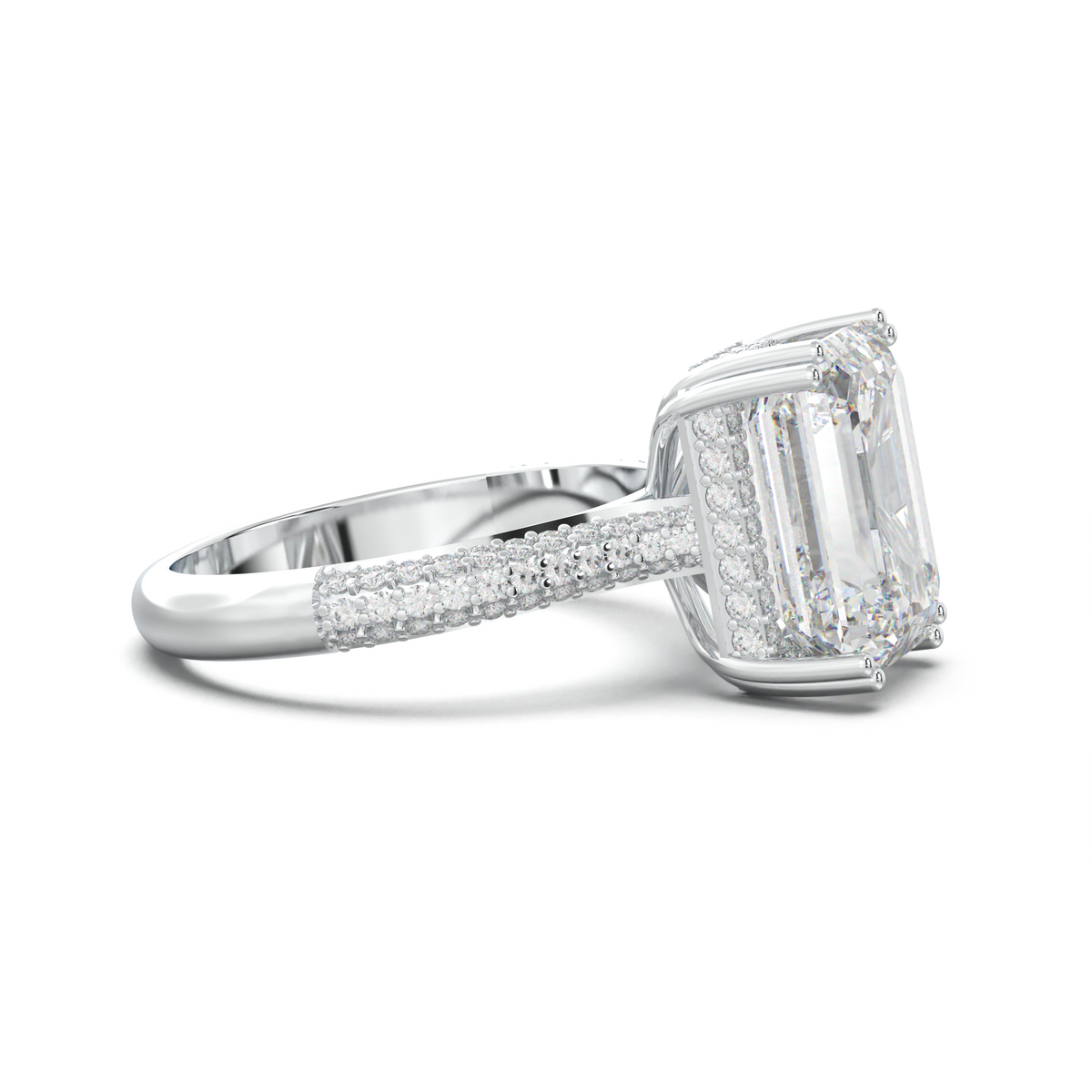 Emerald Double Pavé Engagement Ring