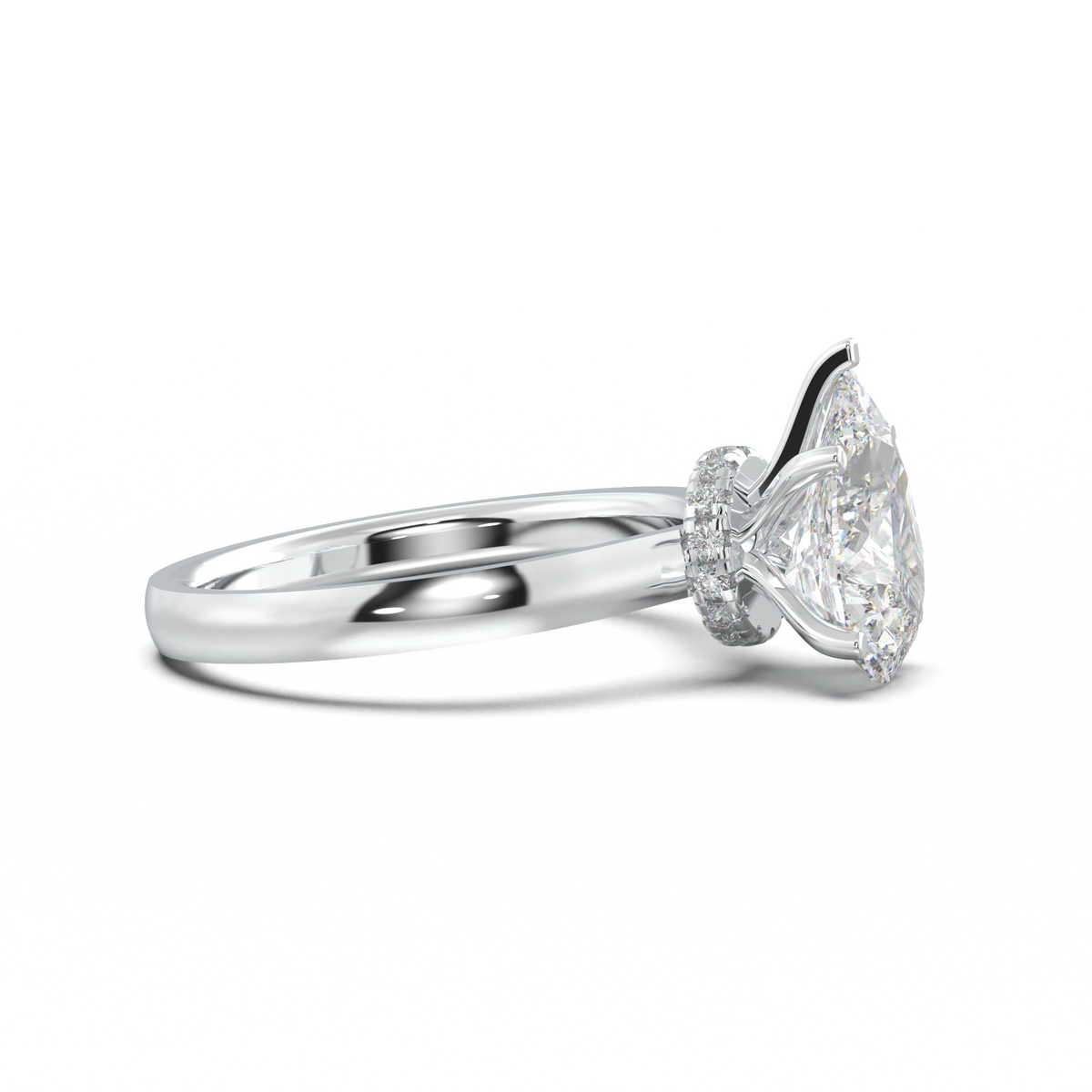 Pear Hidden Halo Engagement Ring