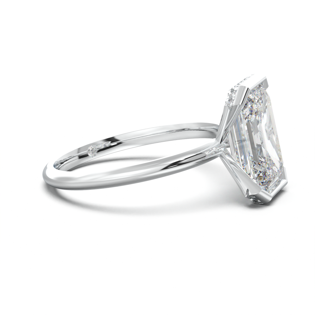 Emerald Hidden Halo Engagement Ring