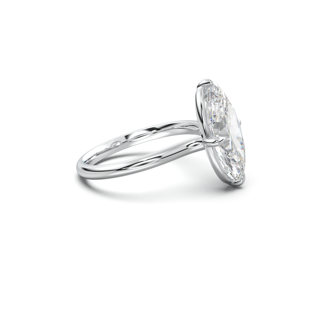 Elongated Moval Solitaire Engagement Ring