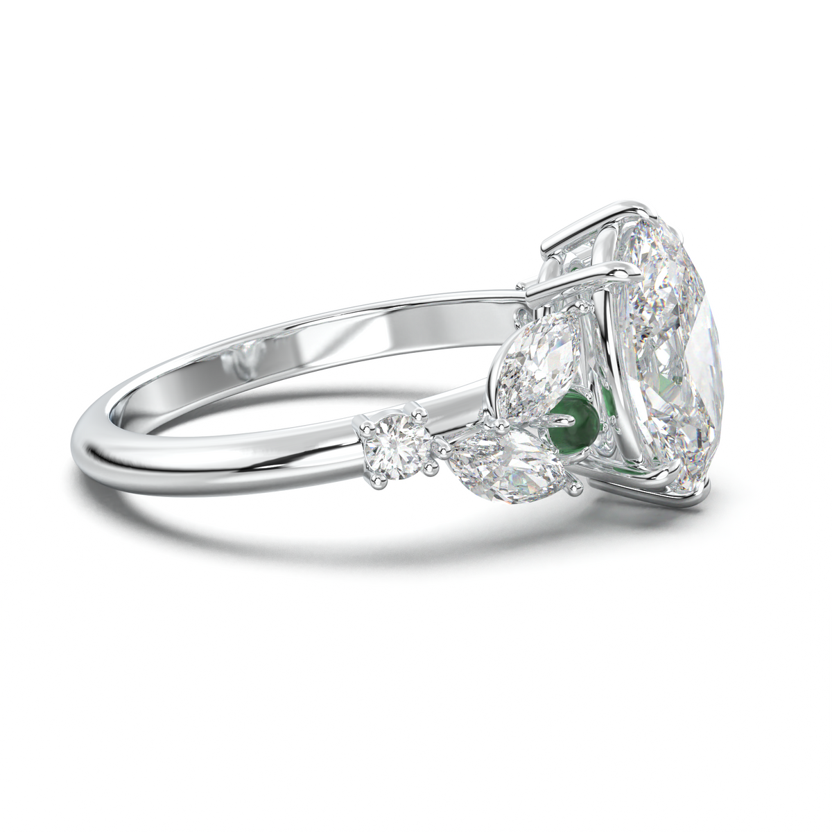 Oval Marquise-Accent Engagement Ring