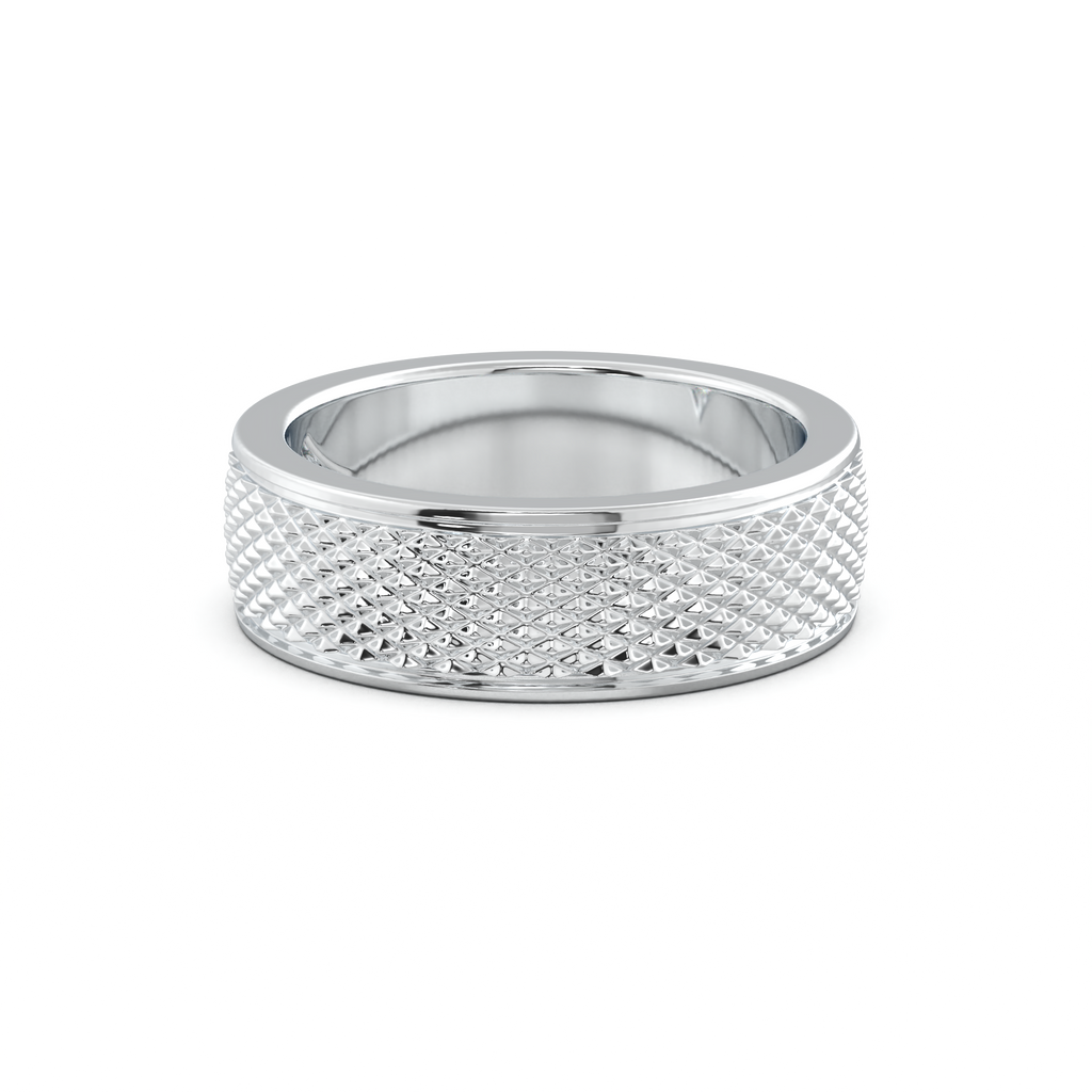 Diamond-Cut Textured Men's Wedding Band