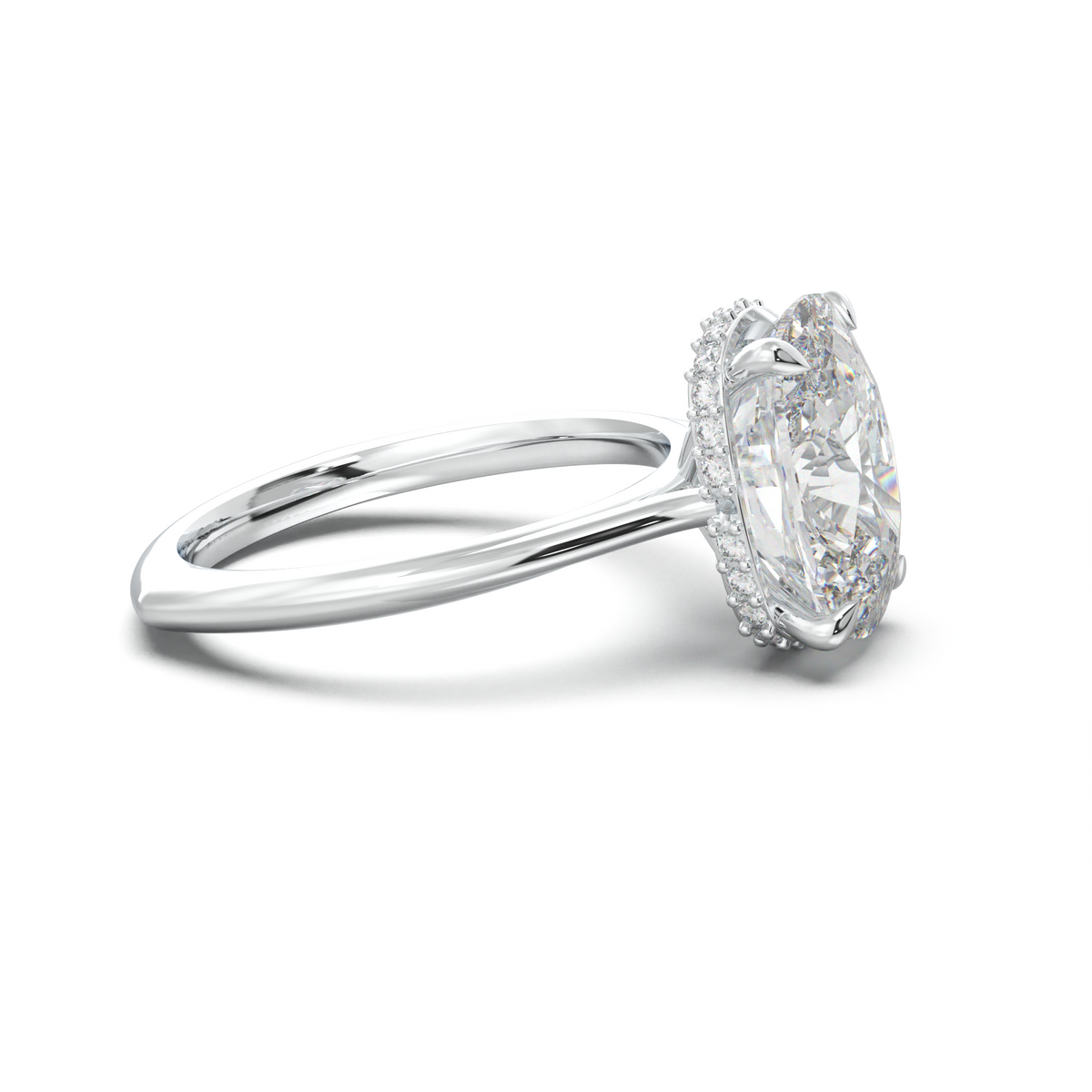 Cushion Hidden Halo Engagement Ring