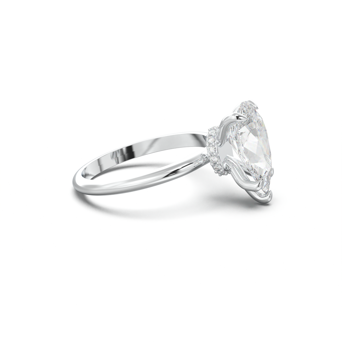 Pear Hidden Halo Engagement Ring
