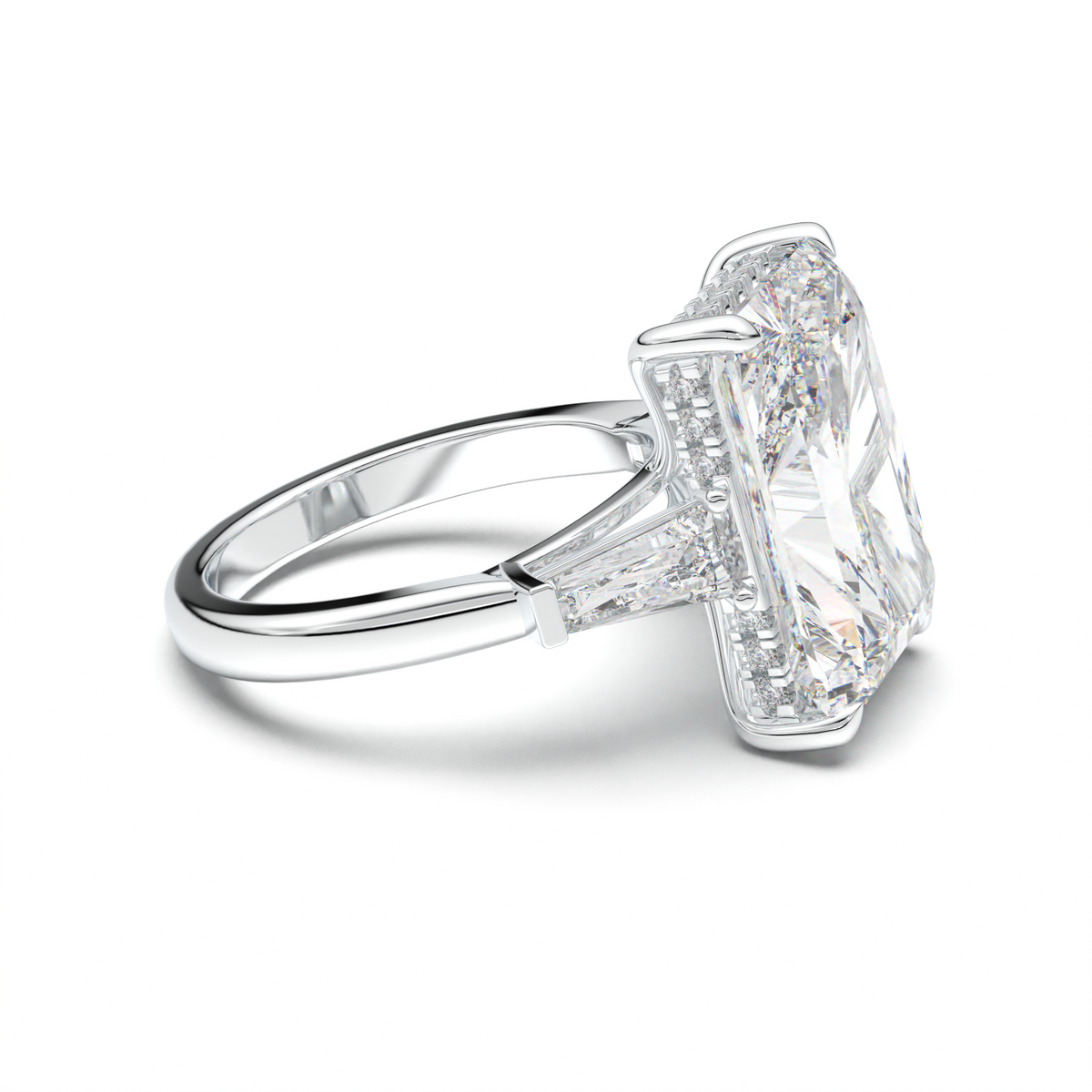 Radiant Baguette Hidden Halo Engagement Ring