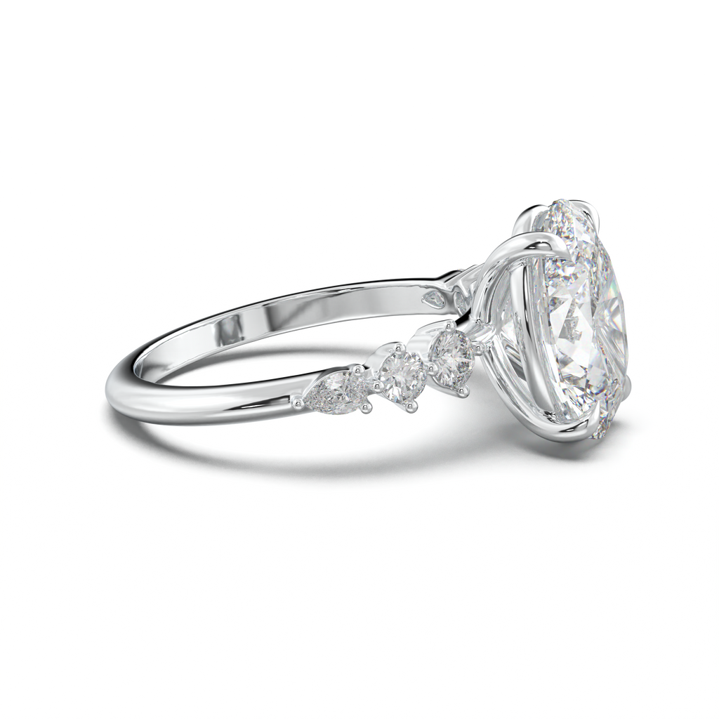 Oval Pear-Accent Engagement Ring