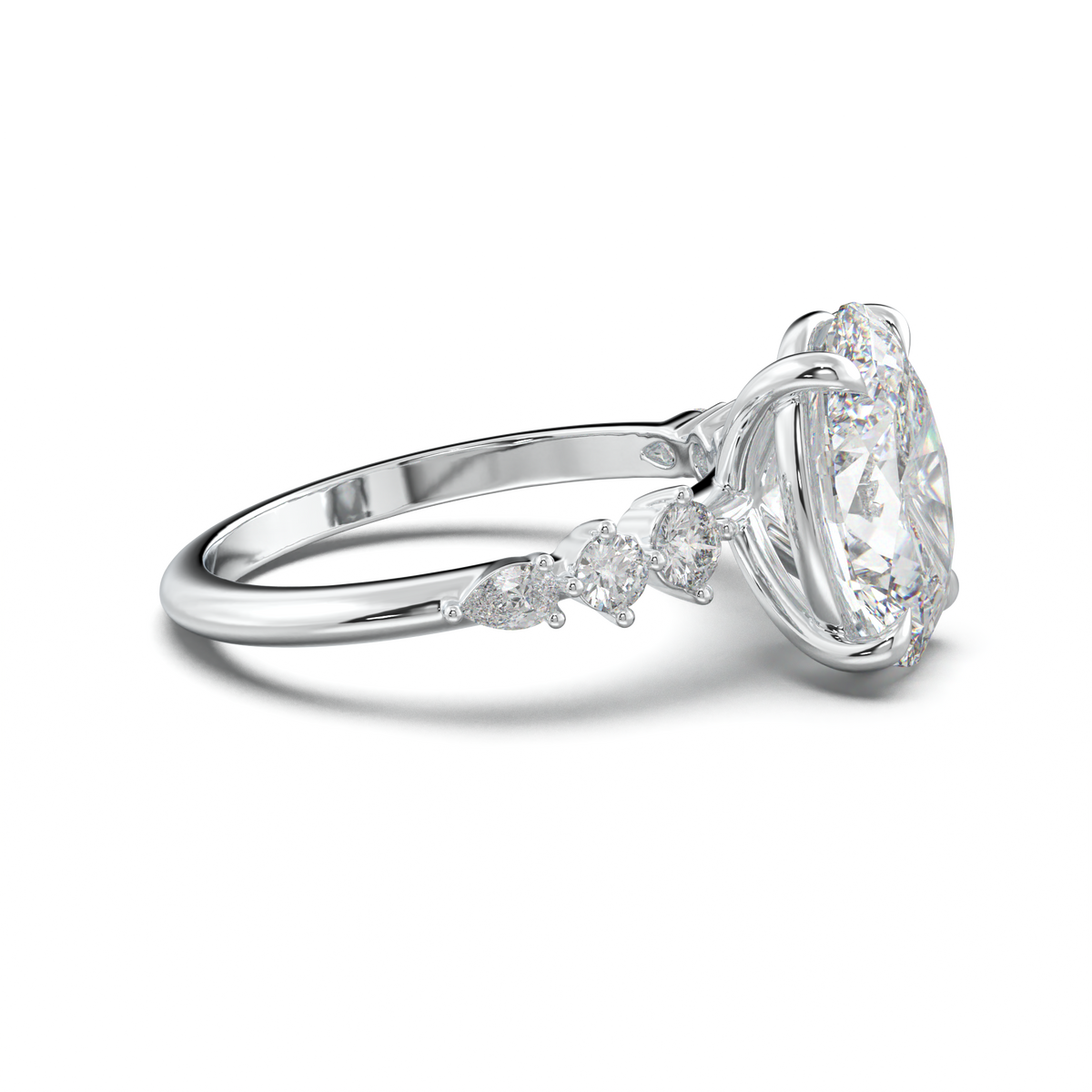 Oval Pear-Accent Engagement Ring
