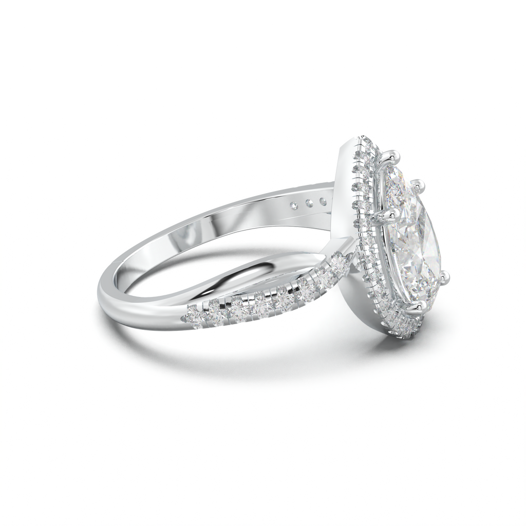 Pear Halo Twisted Pavé Engagement Ring
