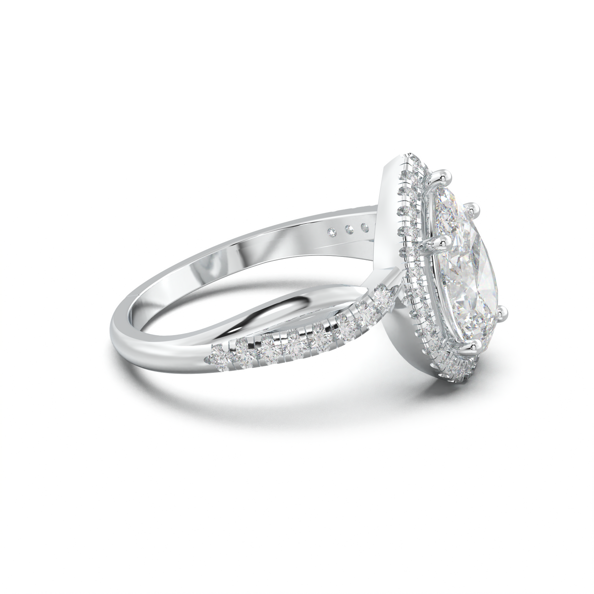 Pear Halo Twisted Pavé Engagement Ring