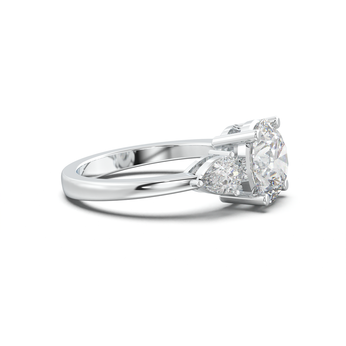 Round Pear Three-Stone Engagement Ring