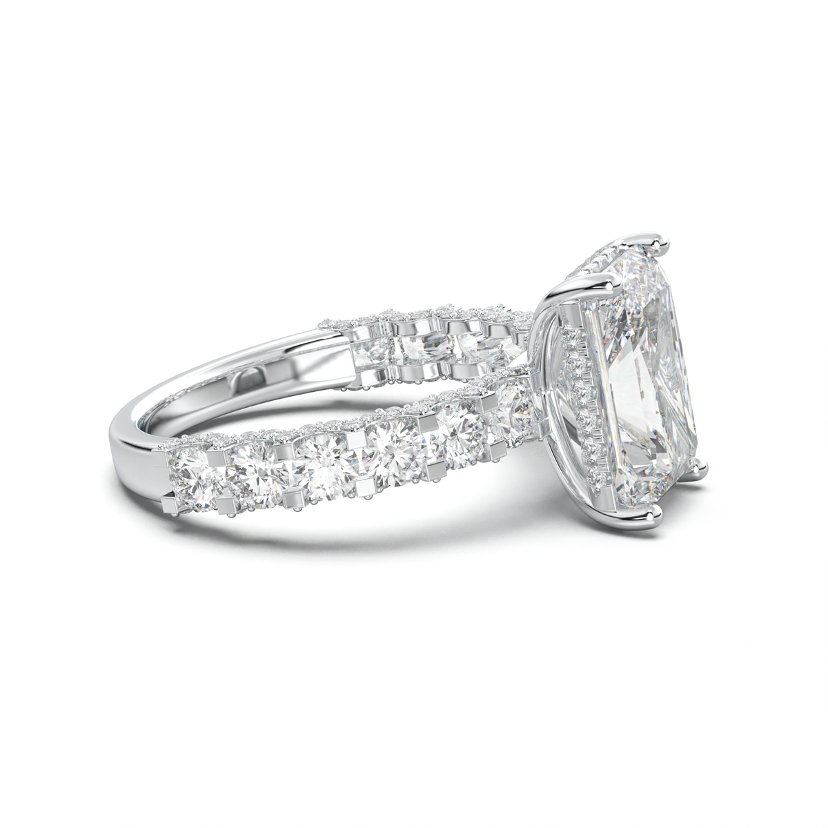 Radiant Diamond Band Engagement Ring