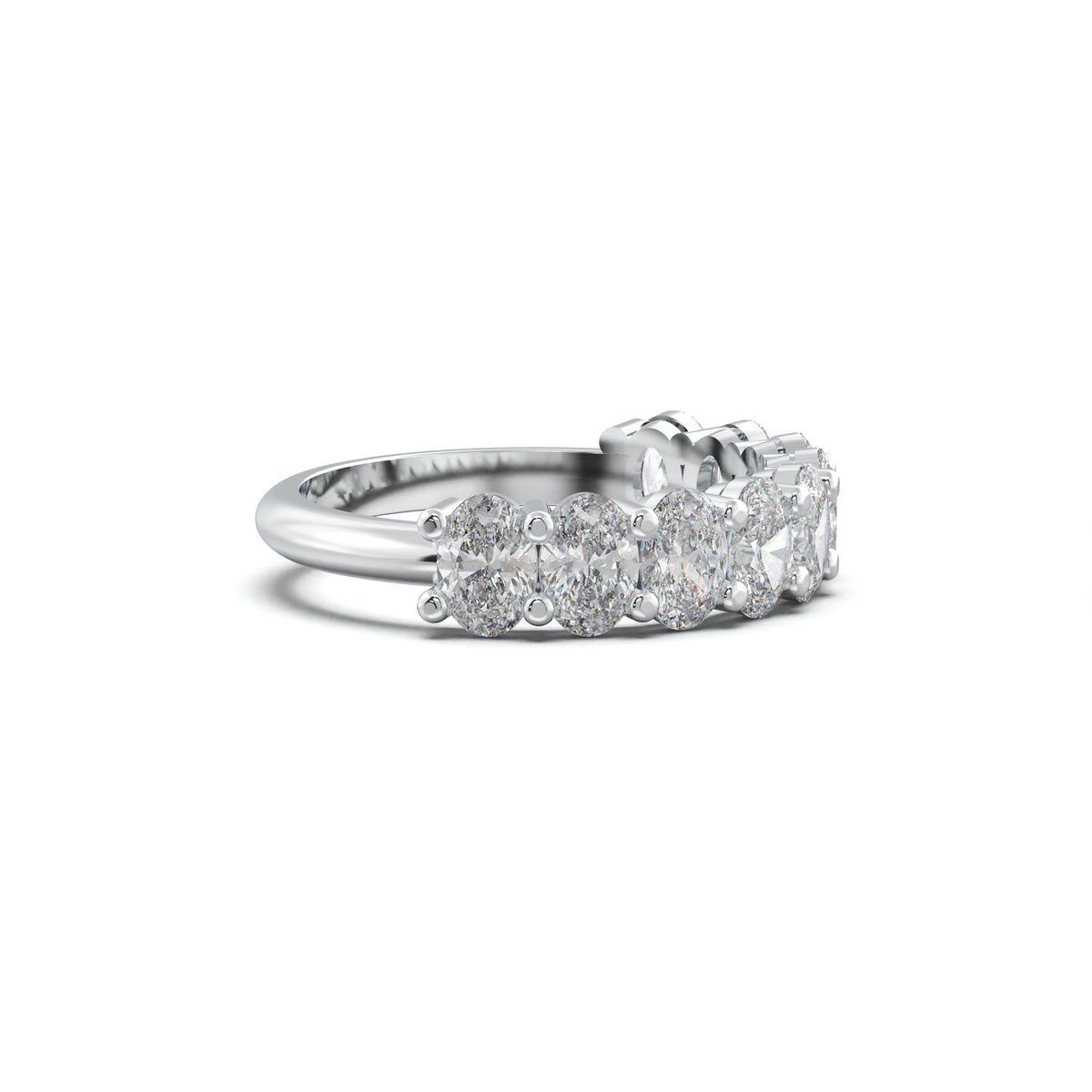 Nine-Oval Half-Eternity Wedding Band