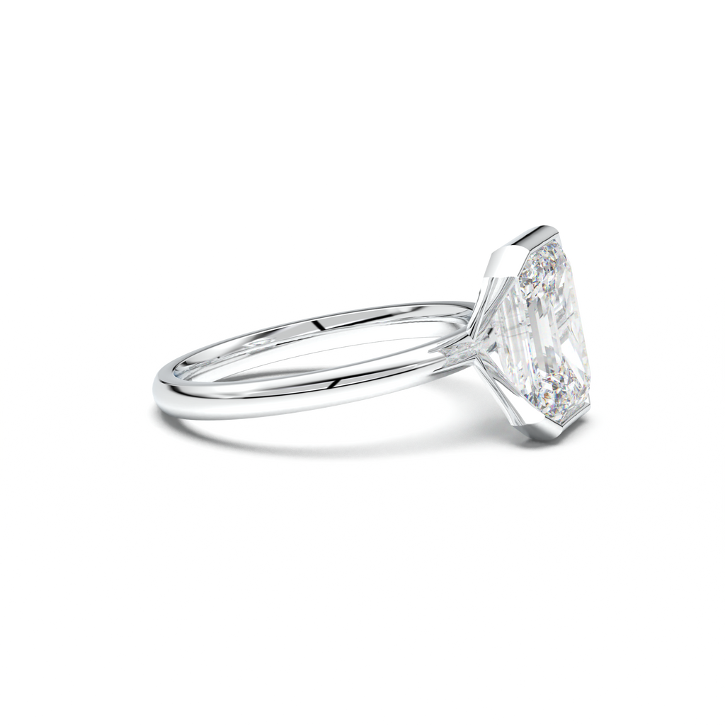 Emerald Cut Half-Bezel Engagement Ring