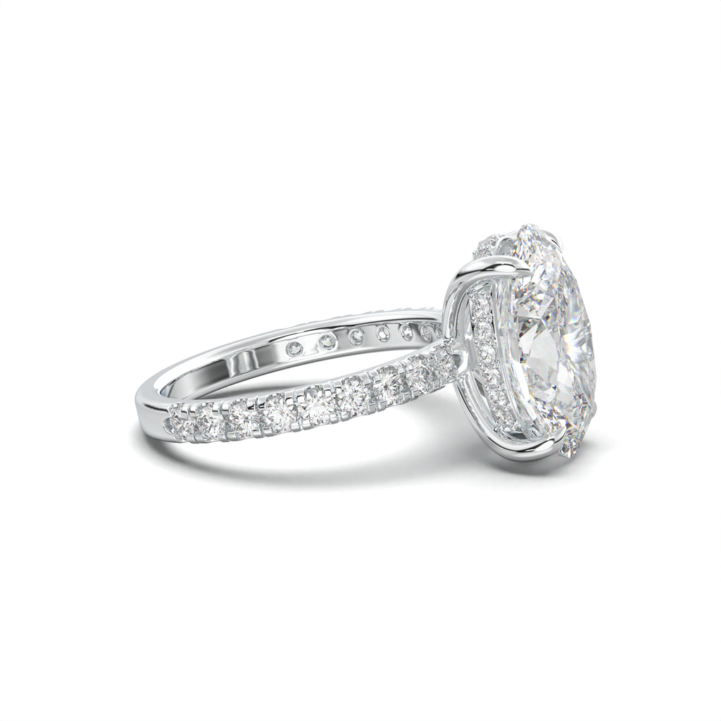 Cushion Hidden Halo Pavé Engagement Ring