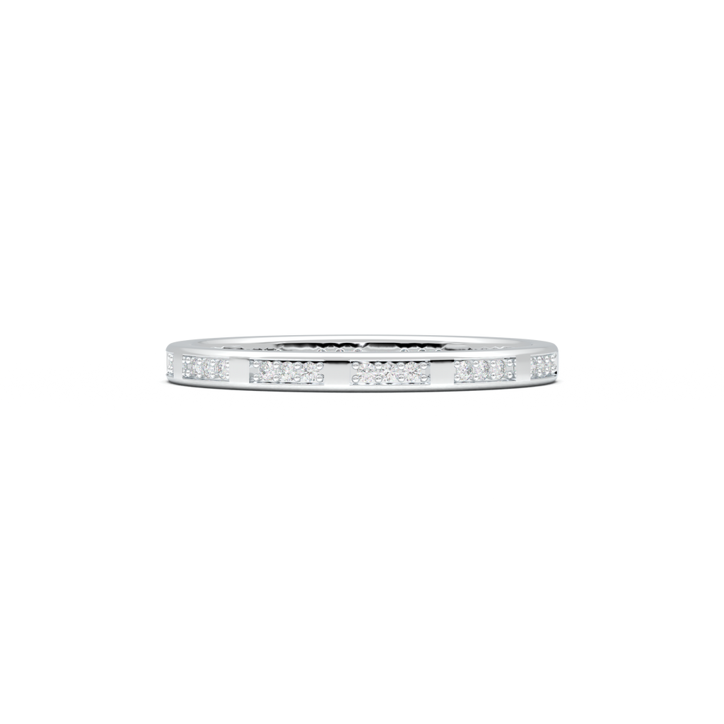 Geometric Round Diamond Wedding Band