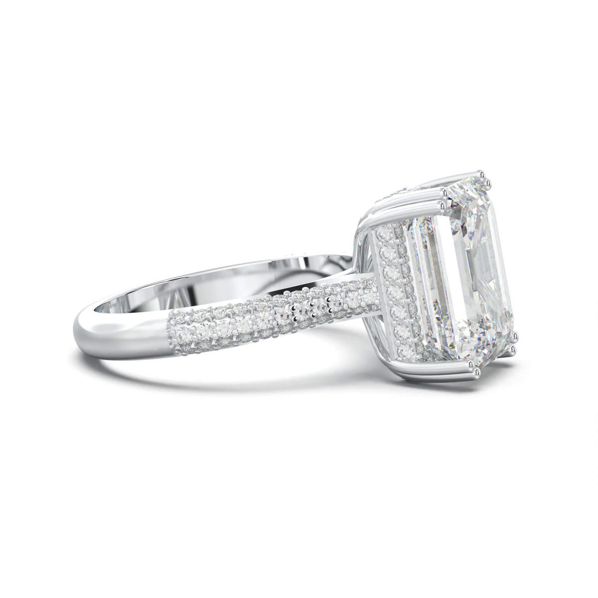 Emerald Double Pavé Engagement Ring