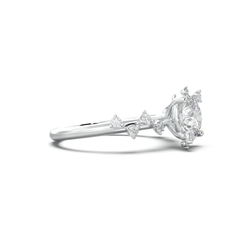 Round Botanical Accent Engagement Ring