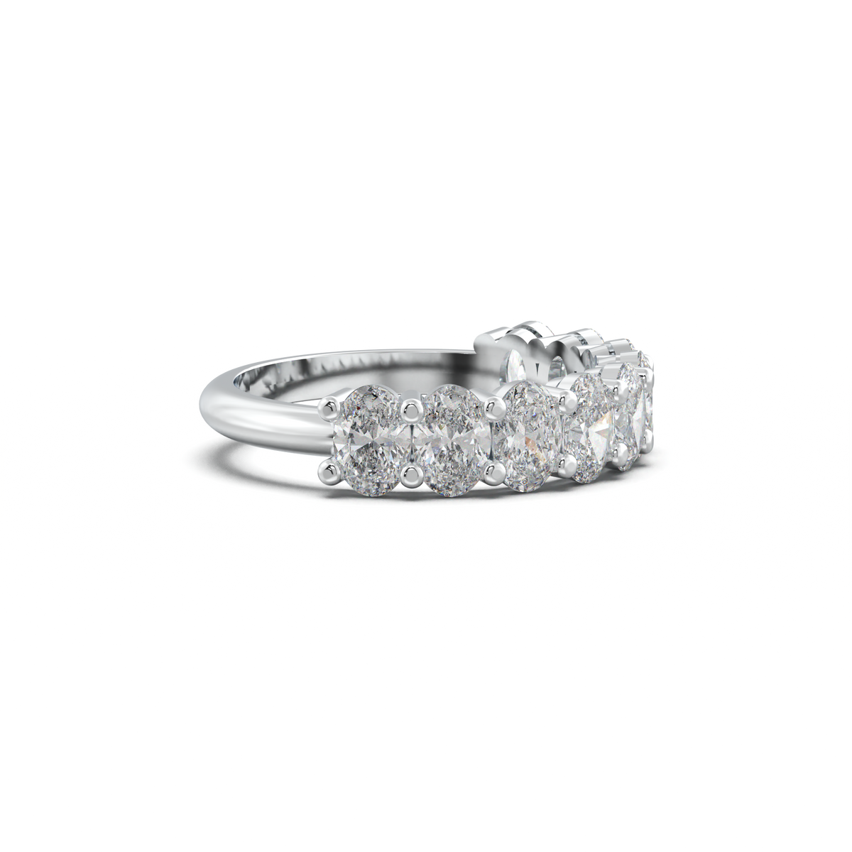 Nine-Oval Half-Eternity Wedding Band