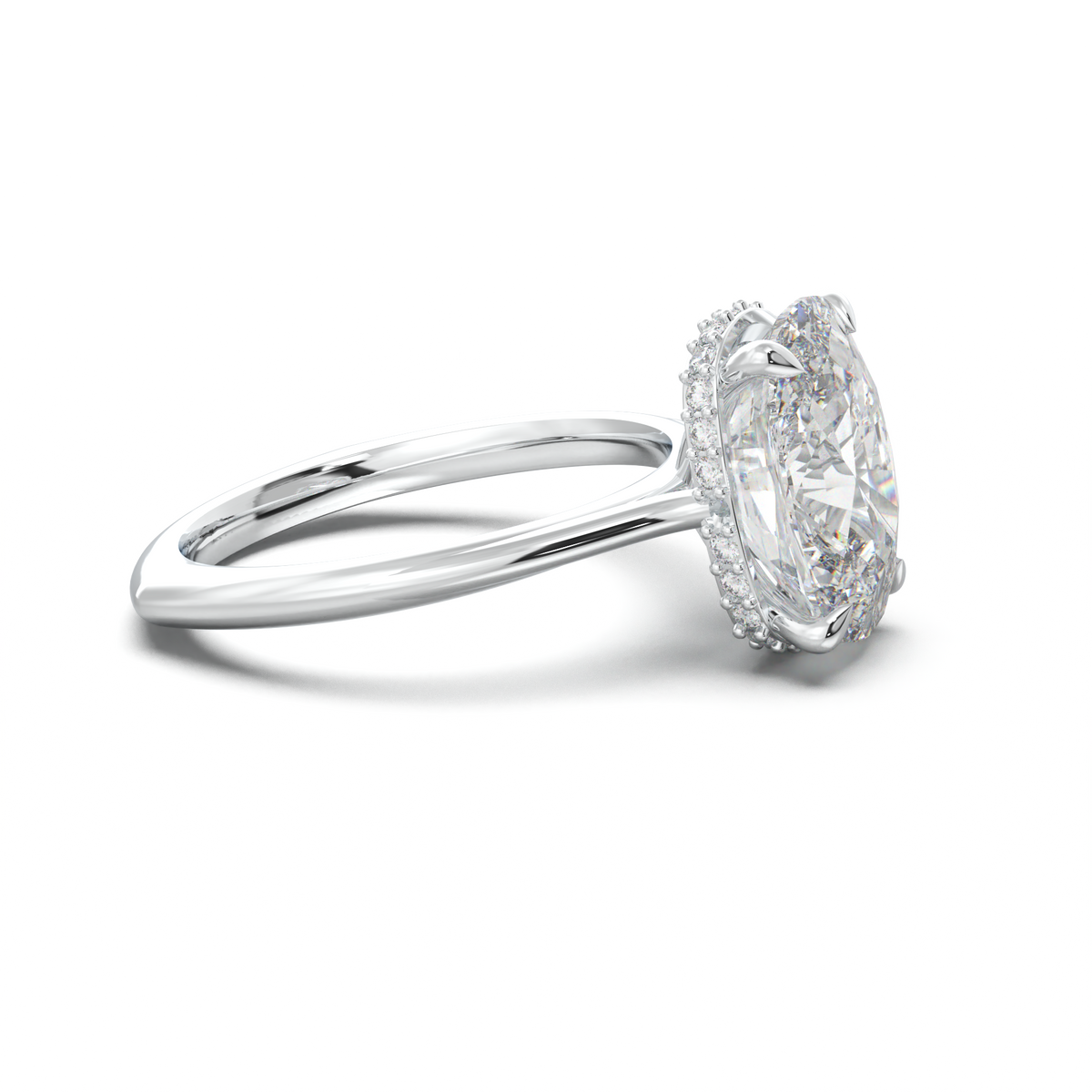 Cushion Hidden Halo Engagement Ring