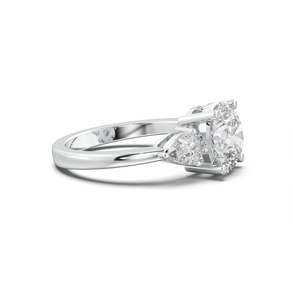 Round Pear Three-Stone Engagement Ring