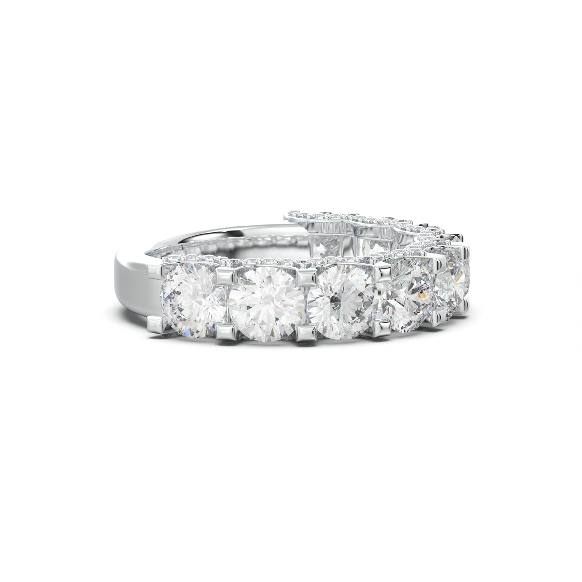 Round Diamond Pavé-Edge Wedding Band