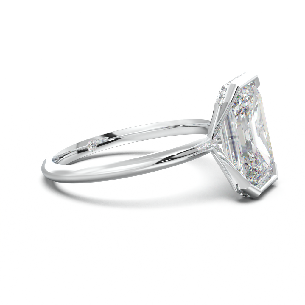 Emerald Hidden Halo Engagement Ring