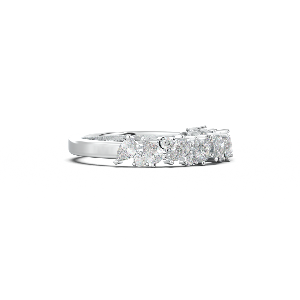 Alternating Pear & Round Half-Eternity Wedding Band