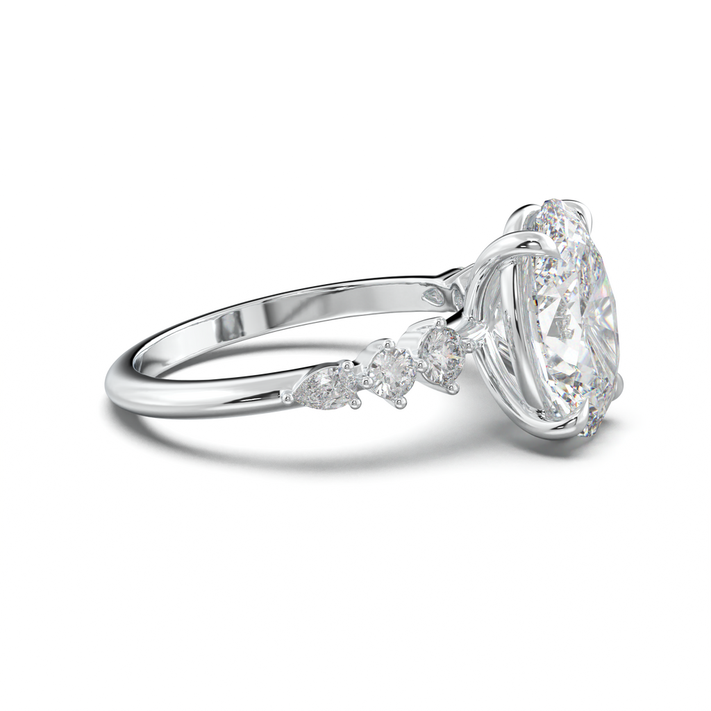 Oval Pear-Accent Engagement Ring