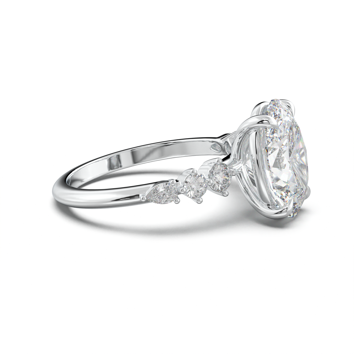 Oval Pear-Accent Engagement Ring