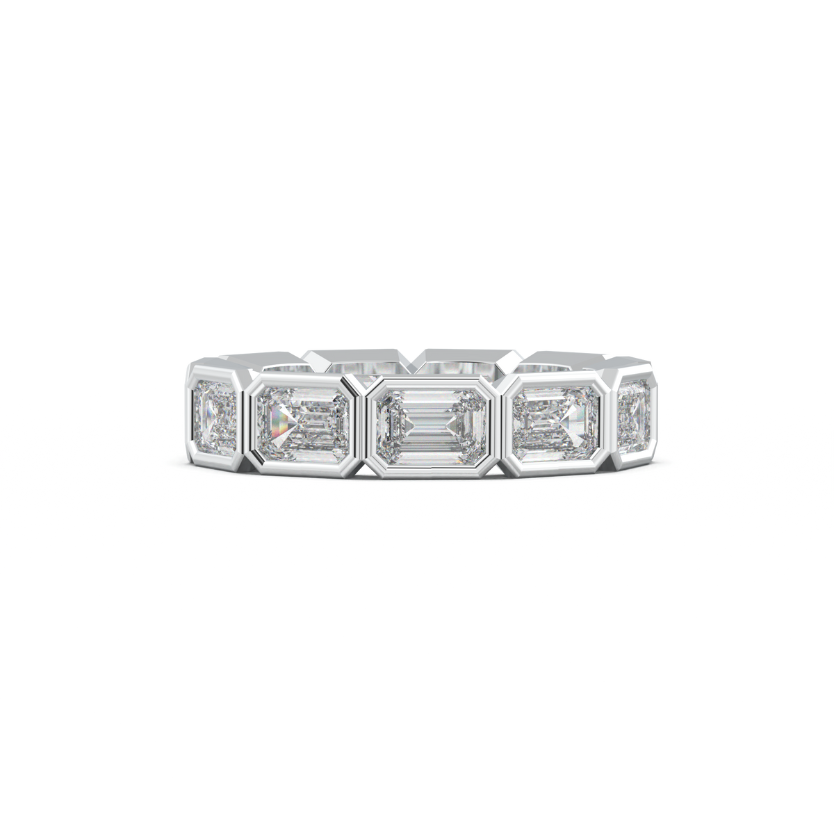 Emerald-Cut Bezel-Style Eternity Wedding Band