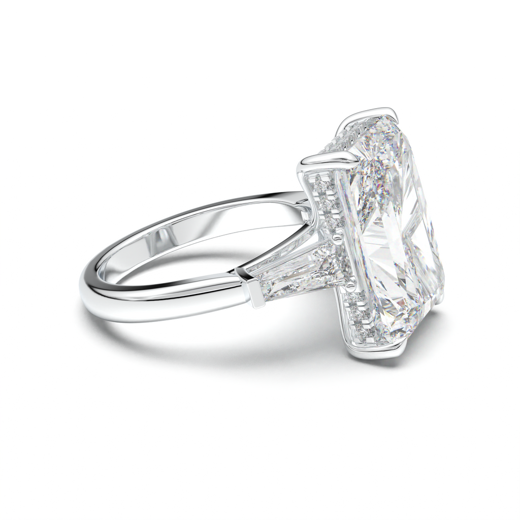Radiant Baguette Hidden Halo Engagement Ring