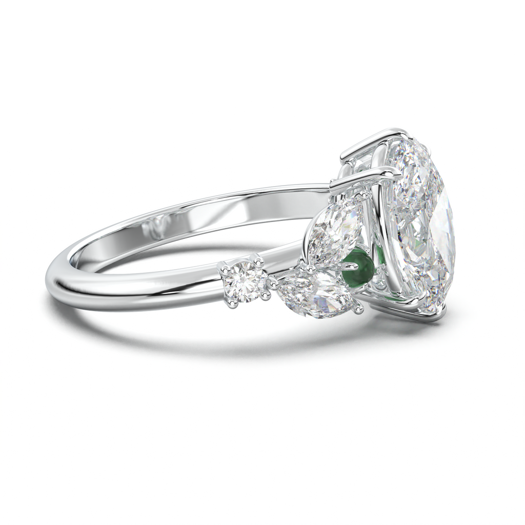 Oval Marquise-Accent Engagement Ring