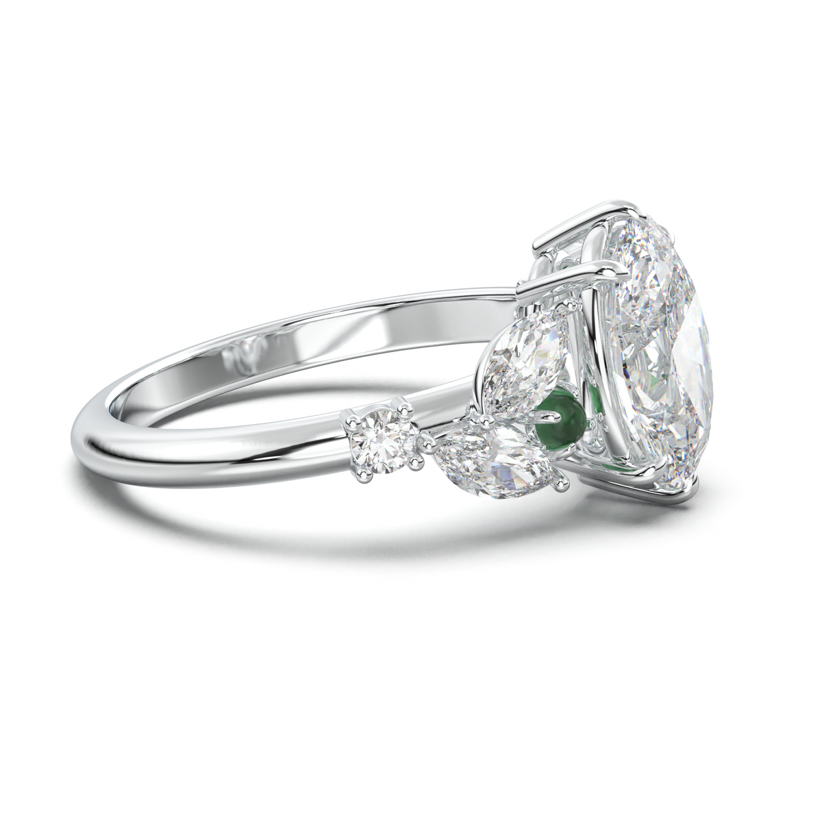 Oval Marquise-Accent Engagement Ring