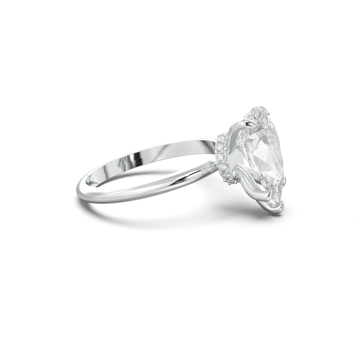 Pear Hidden Halo Engagement Ring